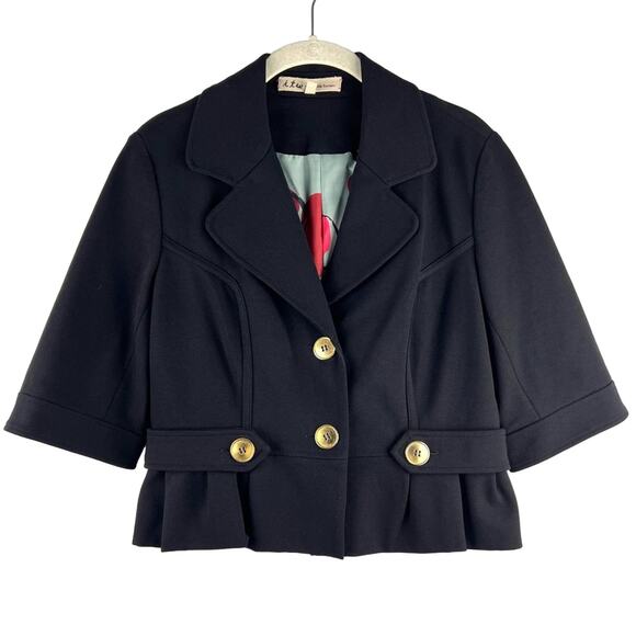 Vintage Retro Black 2-Piece Jacket and Skirt Suit Set 6 Small Career Office - Picture 3 of 13